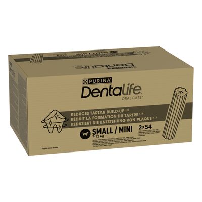 Purina Dentalife -hammashoitoherkut pienille koirille (7-12 kg) 108 tikkua  (36 x 49 g)