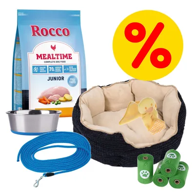 Welpen-Starterpaket für mittelgroße & große Hunde - 9-teiliges Set (Zubehör inkl. Transportbox & Trockenfutter)