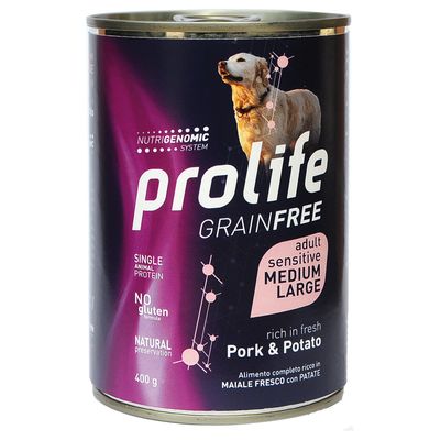 Prolife Grain Free Adult Sensitive Medium/Large Maiale 12 x 400