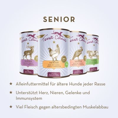 Terra Canis Senior Getreidefrei 6 x 800 g - Rind mit Sellerie, Aprikose und Gesundheitskräutern