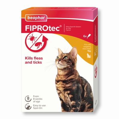 beaphar FIPROtec® Flea & Tick Spot-On for Cats 6 pipettes