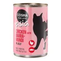 Økonomipakke: 24 x 400 g Cosma Asia i gelé - Kylling & barramundi (havaborre)