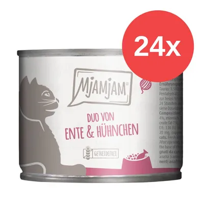 MjAMjAM Duo von Ente & Hühnchen, getreidefrei, 24x Dose. MjAMjAM Duo von Ente & Hühnchen, getreidefrei, 24x Dose.