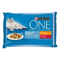 Lot PURINA ONE 24 x 85 g pour chat - Chat Stérilisé - poulet, bœuf