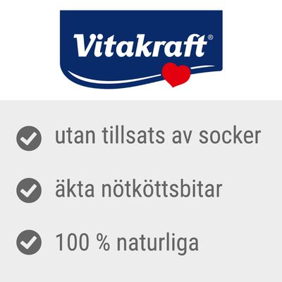 Vitakraft utan tillsats av socker, äkta nötköttsbitar, 100 % naturliga