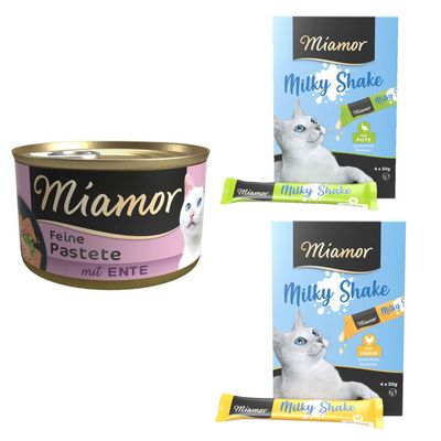 Miamor Pastete, 24 x 85 g + Miamor Milky Shake: indyk, 4 x 20 g i kurczak, 4 x 20 g gratis!
