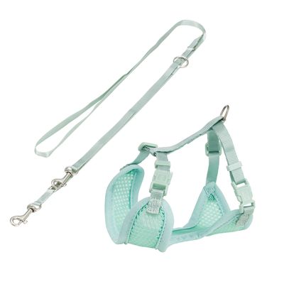 Trixie Junior Welpen-Softgeschirr mit Leine 26-34 cm/10 mm, 200 cm, mint