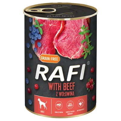 Rafi Adulte, 24 x 400 g - Avec du bœuf, des baies et des canneberges Rafi Adulte, 24 x 400 g - Avec du bœuf, des baies et des canneberges
