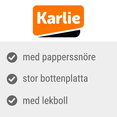 Karlie, med papperssnöre, stor bottenplatta, med lekboll