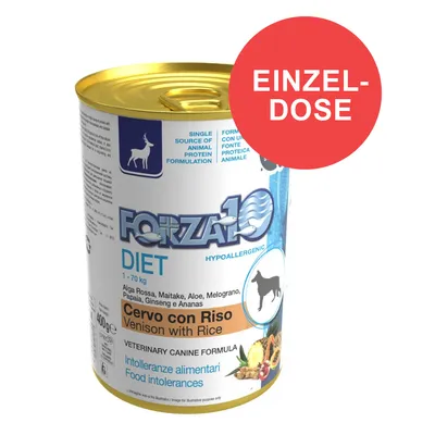 Forza10 Diet Hypoallergenic Cervo con Riso Venison with Rice, Einzeldose, für Futterunverträglichkeiten, 400g. Zutaten: Alga Rossa, Maitake, Aloe, Granatapfel, Papaya, Ginseng, Ananas. Forza10 Diet Hypoallergenic Cervo con Riso Venison with Rice, Einzeldose, für Futterunverträglichkeiten, 400g. Zutaten: Alga Rossa, Maitake, Aloe, Granatapfel, Papaya, Ginseng, Ananas.