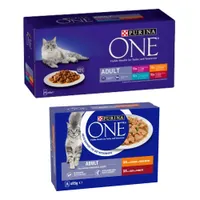40 x 85g PURINA ONE Wet Cat Food + 8 x 85g Wet Cat Food Free! * - Adult Mixed Selection (40 x 85g) + Adult Chicken & Beef (8 x 85g)