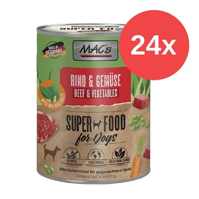 MAC's Rind & Gemüse Superfood für Hunde, Made in Germany, mit 30% Gemüse, getreidefrei, klimafreundlich, schützt natürliche Ressourcen. Alleinfuttermittel für ausgewachsene Hunde. 24x.