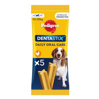 Pedigree Dentastix Daily Oral Care, 5 stuks, voor honden van 10, tot 25 kg, ontwikkeld met dierenartsen, kipsmaak.
