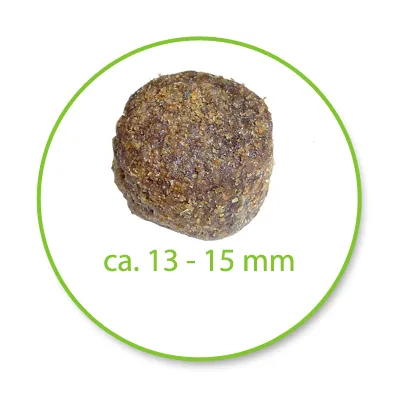 Brokje met diameter ca. 13–15 mm, weergegeven in close-up met maatvermelding onder het product.