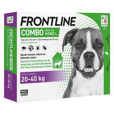 Frontline Combo Spot-On Hond L - 20-40 kg - 6 Pipetten x 2,68 ml