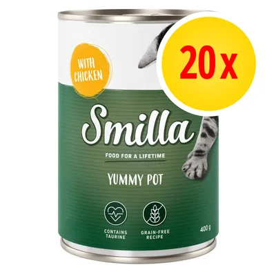 Smilla Yummy Pot with chicken, contains taurine, grain-free recipe, 400g tin. Pack of 20.