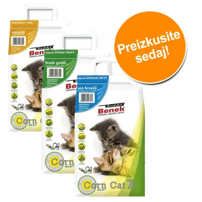 Poskusno pakiranje: Super Benek Corn Cat - 3 x 7 l (naravni, sveža trava, morska sapica) Poskusno pakiranje: Super Benek Corn Cat - 3 x 7 l (naravni, sveža trava, morska sapica)