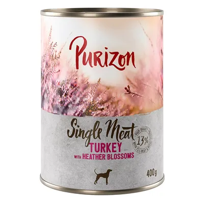 Ekonomično pakiranje Purizon Single Meat 12 x 400 g - Puretina s cvijetom vrijeska