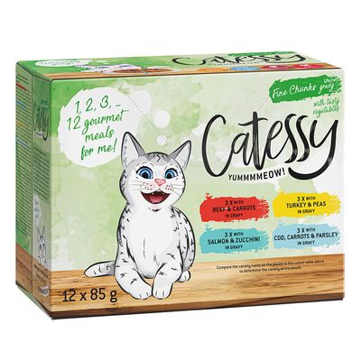 Catessy Delikatess-Häppchen mit Gemüse in Sauce Mix 12 x 85 g (4 Sorten gemischt)