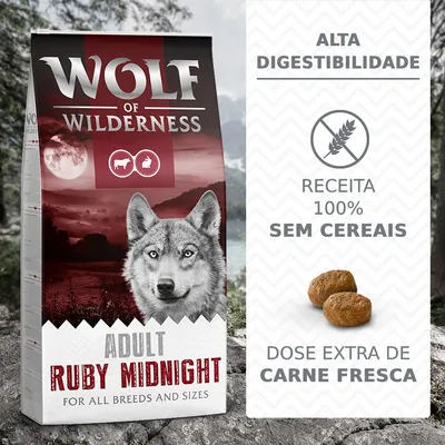 Wolf of Wilderness "Ruby Midnight" Carne de vaca e coelho - sem cereais - 1 kg