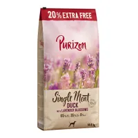 Purizon 14,4 kg pienso para perros en oferta: 12 + 2,4 kg ¡gratis! - Single Meat Adult pato con manzana y flores de lavanda