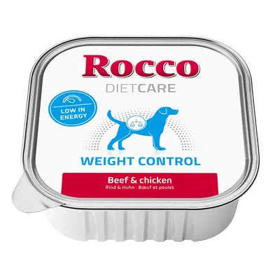 Rocco Diet Care Weight Control, conținut scăzut de energie, vită și pui. Hrană umedă pentru câini.