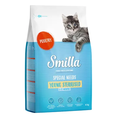 Smilla Special Needs Young Sterilised 6-12 hónapos, baromfi, 4 kg. Kiegyensúlyozott zsír- és energiatartalommal, omega zsírsavakkal, taurinnal, támogatja az egyenletes növekedést.