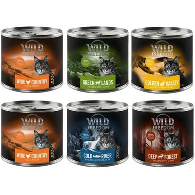 Wild Freedom Adult 6 x 200 g - viljaton - monta makua I (2 x kana, seiti, lammas, kani, riista)