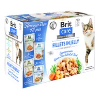 Brit Care Cat Fillets in Gelatina Pacco misto 12 x 85 g Umido per gatti - Mix: Tonno, Pollo con Formaggio, Trota & Merluzzo, Tacchino & Gamberetti