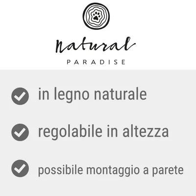 Natural Paradise. In legno naturale, regolabile in altezza, possibile montaggio a parete.