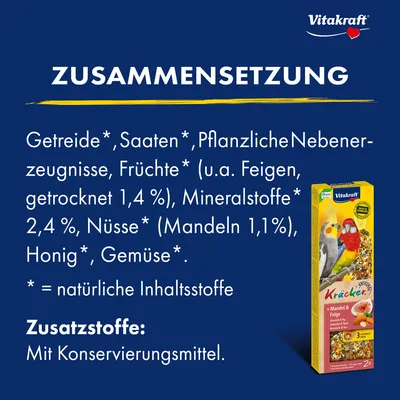 Vitakraft Kräcker Großsittich - 2 x 2 Sticks Mandel & Feige