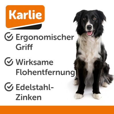 Feinzahniger Kamm mit lila Griff und schwarzem Rahmen, geeignet für präzises Entfernen von Haaren oder Schmutz.