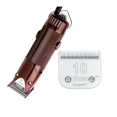 Oster Golden A5 klippmaskin med utbytbart skär 7F CryogenX AgION. Orange hörn med texten Top Seller.