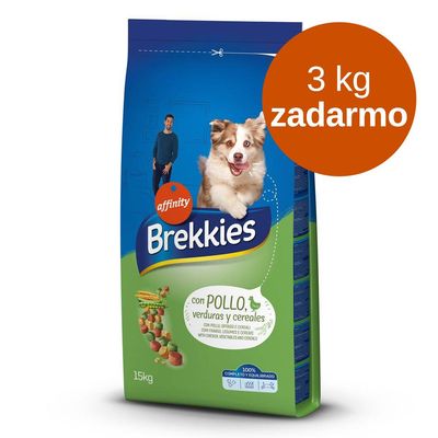 Brekkies, 12 + 3 kg zdarma