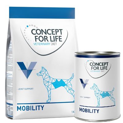 Kombi-Paket: Concept for Life Veterinary Diet Mobility Hundefutter 1 kg Trockenfutter + 6 x 400 g Nassfutter