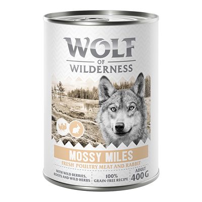 Wolf of Wilderness Adult 6 x 400g - With lots of fresh poultry Mossy Miles - Poultry with Rabbit