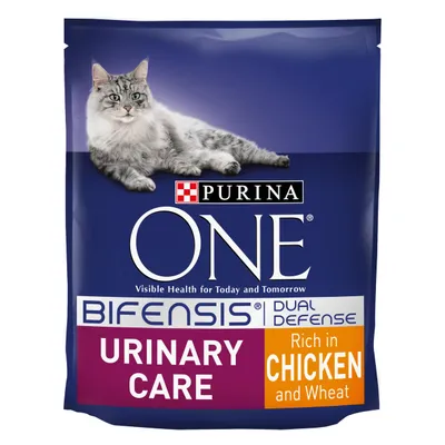 Purina ONE Bifensis Dual Defense Urinary Care, rich in chicken and wheat. Visible health for today and tomorrow.