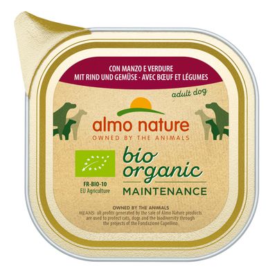 Almo Nature BioOrganic 6 x 100 g pour chien bœuf bio, légumes bio