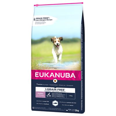 Eukanuba Grain Free Puppy Small / Medium Breed s lososom 12 kg