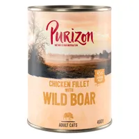 Purizon Adult 24 x 400 g Graanvrij Kattenvoer - Kipfilet met Wild Zwijn