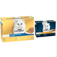 Jumbopack Gourmet Gold pour chat 96 x 85 g + sachets Gourmet 24 x 85 g offerts ! - Les Mousselines : lapin, poulet, saumon, rognons + Gourmet Perle Les filettines en sauce