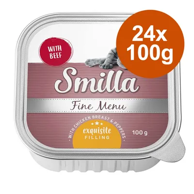 Smilla Fine Menu mit Rind, exquisite Füllung mit Hähnchenbrust und Paprika. Packungsgröße: 24x100g.