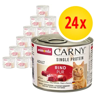 24 lattine di cibo per gatti Animonda Carny Single Protein Adult Rind Pur, manzo puro, visibile testo: senza cereali, 100% ingredienti freschi, made in Germany. 24 lattine di cibo per gatti Animonda Carny Single Protein Adult Rind Pur, manzo puro, visibile testo: senza cereali, 100% ingredienti freschi, made in Germany.