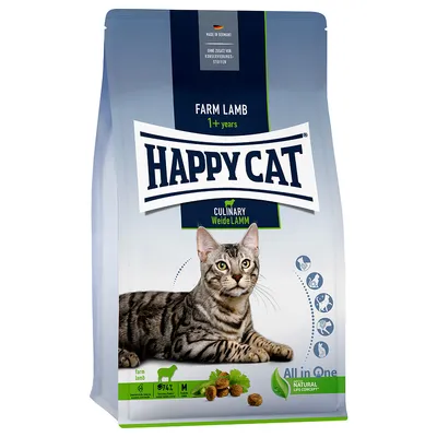 Happy Cat Culinary Weide Lamm, Farm Lamb, til katte fra 1 år. Uden tilsatte konserveringsmidler. All in One Natural Life Concept.