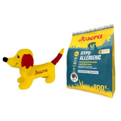 Josera Hypo-Allergenic, grain-free food for sensitive dogs. Original size, 900g. Made in Germany, awarded DLG seal.