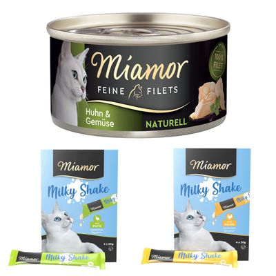 Miamor: 6 x 80 g Feine Filets Naturelle + Milky Shake, 8 x 20 g gratis!