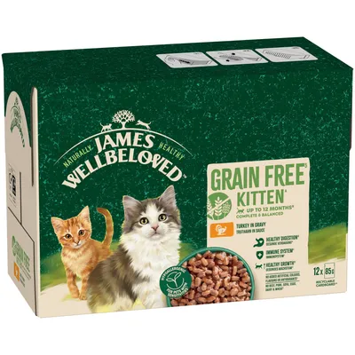 James Wellbeloved Kitten Hypoallergenic Pouches - Turkey in Gravy - 12 x 85g
