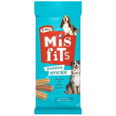 Misfits Nasher Sticks with Chicken & Beef Dog Treats  - for Medium Dogs (175g) Misfits Nasher Sticks with Chicken & Beef Dog Treats  - for Medium Dogs (175g)