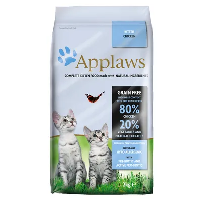 Applaws Kitten Chicken, brez žit, 80 % piščanec, 20 % zelenjava in naravni izvlečki, hipoalergeno, s prebiotiki in aktivnimi probiotiki, pakiranje 2 kg.