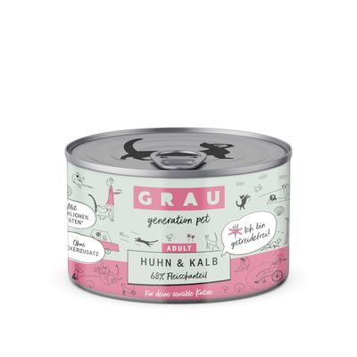 GRAU Adult Grain Free 6 x 200 g Kyckling & kalv